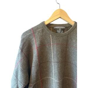 Saks Fifth Avenue | Cashmere Brown Windowpane Sweater | Size Medium